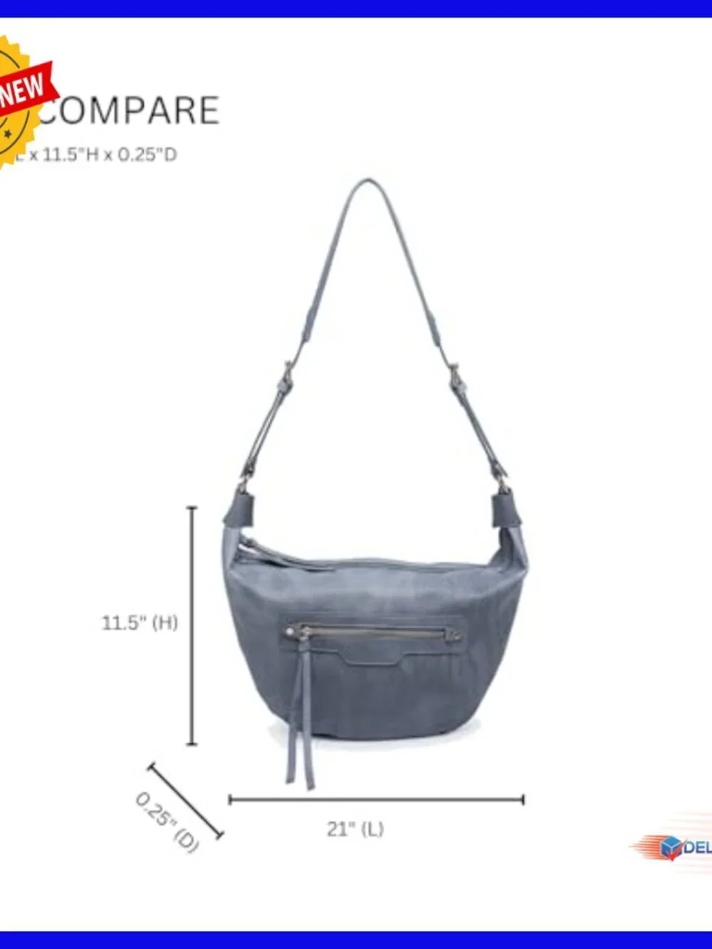 Large Vegan Leather Hobo Crossbody Bag with Stud Details Adjustable Strap
